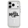 Karl Lagerfeld IML Glitter Karl & Choupette Sketch Logo MagSafe Case para iPhone 17 Pro, transparente