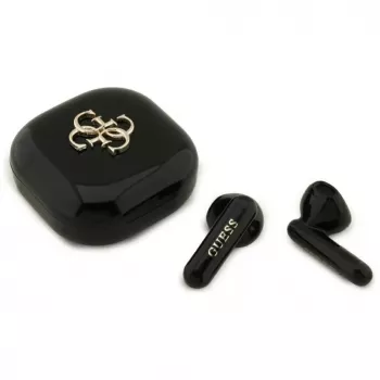 Guess 4G Metal Logo auriculares Bluetooth True Wireless Stereo com estojo de carregamento (preto)