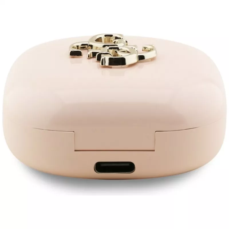 Guess 4G Metal Logo True Wireless Stereo Bluetooth 5.0 Earbuds com estojo de carregamento - rosa