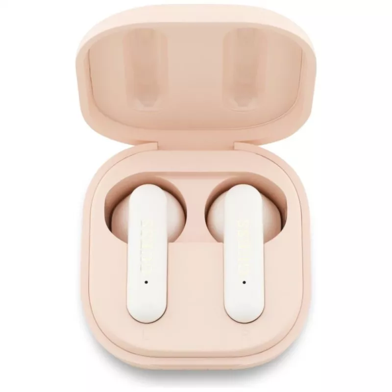 Guess 4G Metal Logo True Wireless Stereo Bluetooth 5.0 Earbuds com estojo de carregamento - rosa