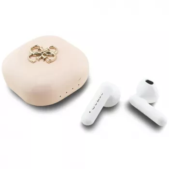 Guess 4G Metal Logo True Wireless Stereo Bluetooth 5.0 Earbuds com estojo de carregamento - rosa