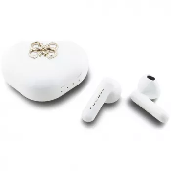 Guess 4G Metal Logo auriculares Bluetooth True Wireless Stereo com estojo de carregamento (branco)