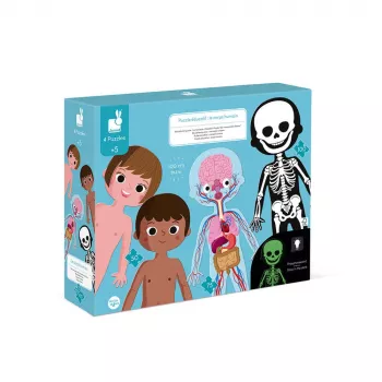 Janod Corpo Humano Conjunto de Puzzles Educativos de 50, 75 e 100 Peças