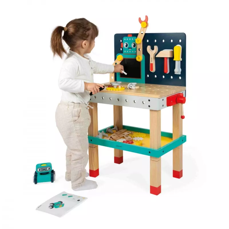 Janod Brico'Kids Robô Bancada de Trabalho Magnética de Madeira Brinquedo para Crianças a partir de 3 Anos - 40 Peças