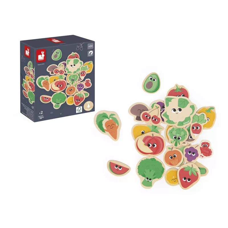 Janod Ímanes de Frutas e Legumes, Conjunto de 24 Peças