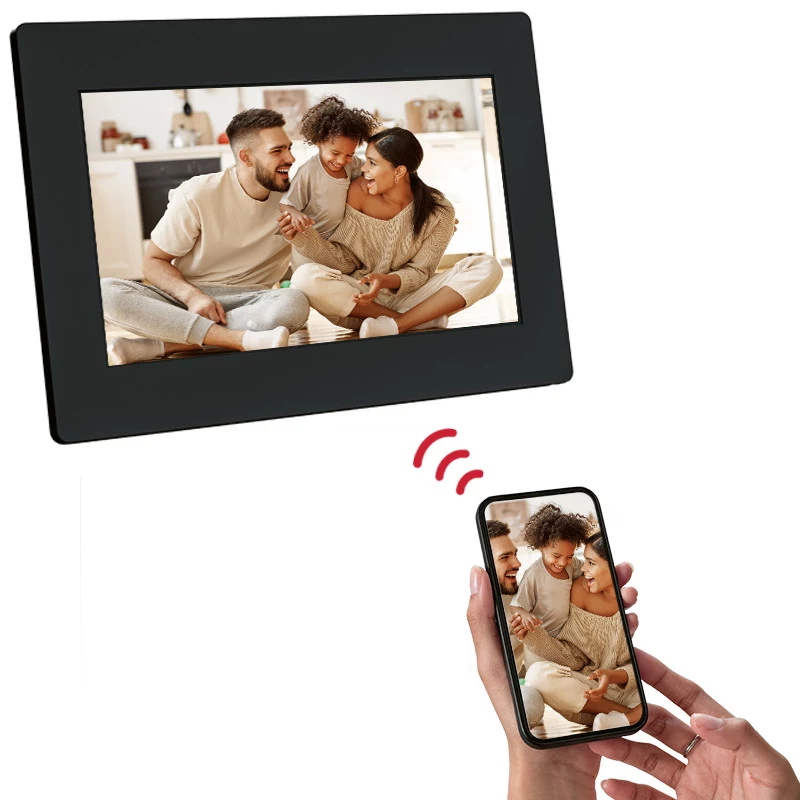 AGFAPHOTO APF700 moldura digital Wi-Fi de 7 polegadas com 32 GB de memória, ecrã tátil IPS-LCD, sensor de movimento, rotação automática, preto