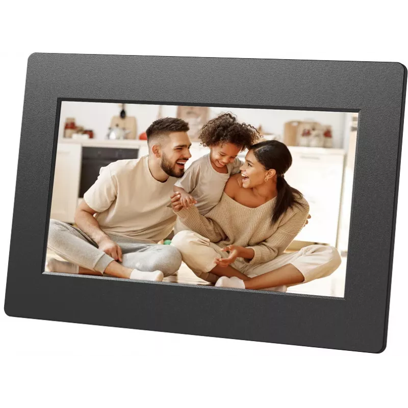 AGFAPHOTO APF700 moldura digital Wi-Fi de 7 polegadas com 32 GB de memória, ecrã tátil IPS-LCD, sensor de movimento, rotação automática, preto