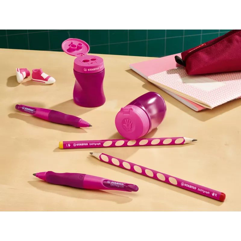 Afia-lápis manual STABILO Easy - rosa - para destros