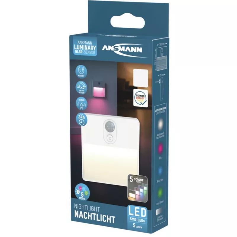 ANSMANN NL5R luz de presença LED com sensor crepuscular, branco, 7,0 cm, 1 unid. (1600-0481)