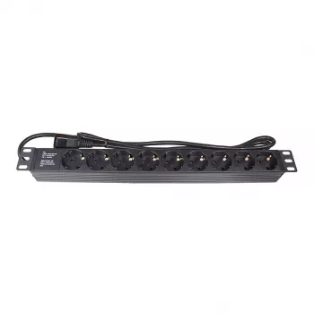 Good Connections GC-N0107 régua de tomadas 19 inch 1U, 9 tomadas Schuko, ficha IEC C14, cabo 1,8 m, preta