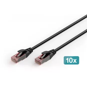 DIGITUS Cabo de rede outdoor CAT 6 U-UTP, Cu, PE, 5 m, preto, 10 unid.
