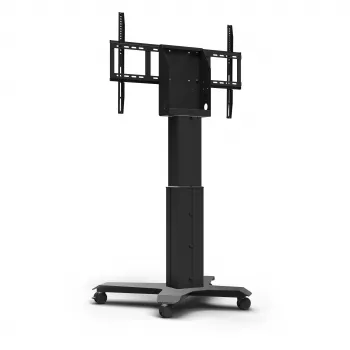 Kindermann DisplayLift² Mobile X-Fuss Carrinho de TV elétrico motorizado para ecrãs 42-98 polegadas, capacidade de carga 150 kg, preto/prateado