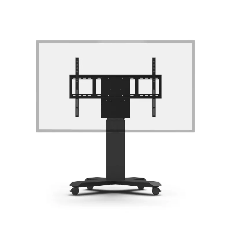 Kindermann DisplayLift² Mobile X-Fuss carrinho de TV elétrico motorizado para ecrãs de 42-98 polegadas, capacidade de carga de 150 kg, preto/prateado