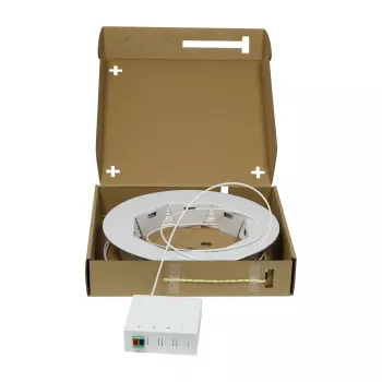SYNERGY21 caixa compacta FTTH pré-montada, 2xLC/APC -> extremidade aberta, 60m, 9/125µm, G.657.A2, 2 fibras, AD=2,2mm