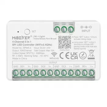 MIBOXER SPIW5-4 Controlador LED Pixel Série SPI 5 em 1 SPI (2,4GHz+WiFi) 4 canais