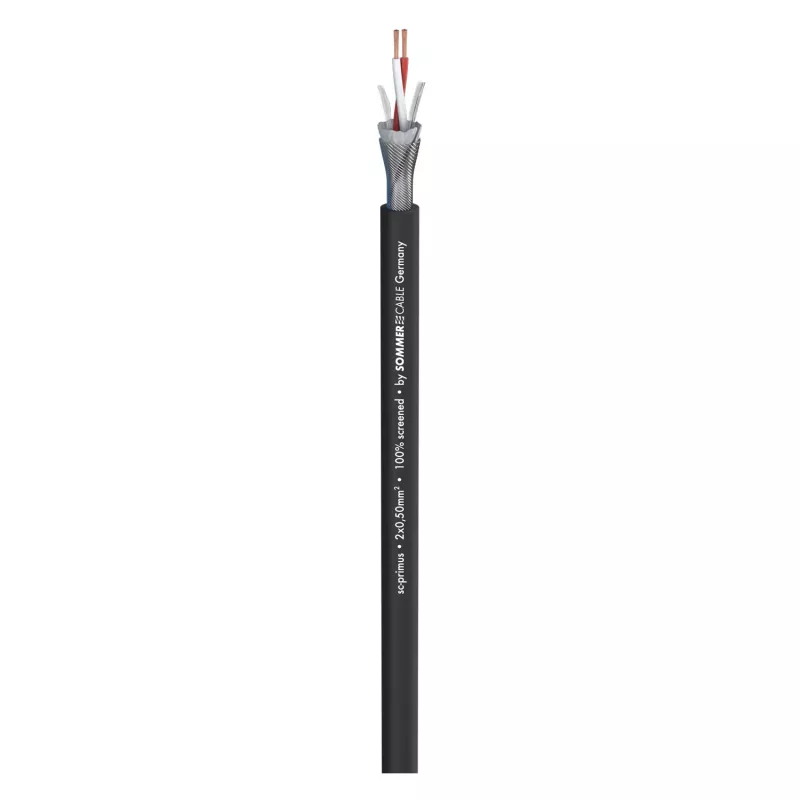 Cabo de microfone Sommer Cable SC-Primus, 2 x 0,50 mm², PVC Ø 6,7 mm, preto, ao metro (200-0151)