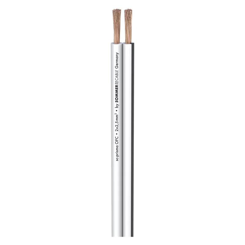 Cabo de altifalante Sommer Cable SC-Prisma, 2 x 2,50 mm², PVC 9,1 x 4,3 mm, branco (401-0250-WS)