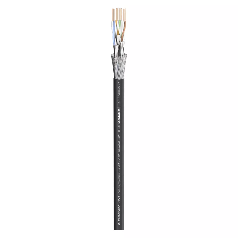 Sommer Cable SC-Mercator CAT.7 PUR cabo de rede, PUR, Ø 6,4 mm, preto, vendido ao metro (581-0071)