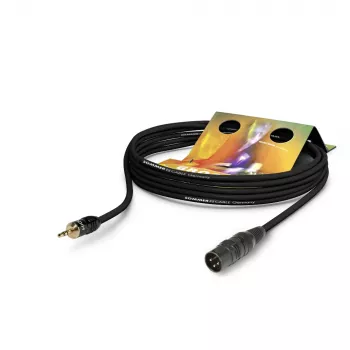 Cabo patch/insert Sommer Cable Club Series MKII, 2 x 0,34 mm², ficha XLR 3 pinos macho para ficha mini-jack estéreo de 3,5 mm, HICON, preto, 1 m (CSDQ-0100-SW)