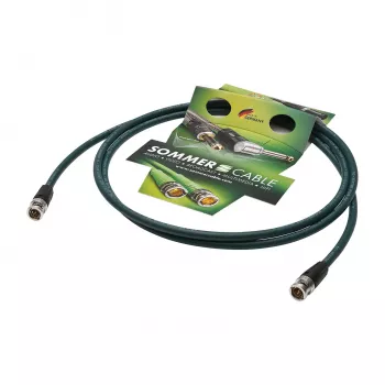 Cabo patch de vídeo UHD Sommer Cable SC-Vector PLUS 1.2/4.8 DZ, ficha BNC macho para ficha BNC macho, NEUTRIK, verde, 30 m (DZGR-3000-GN-SW)