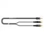 Cabo split estéreo Sommer Cable SC-Onyx 2025 MKII, 2 x 1 x 0,25 mm², ficha mini jack estéreo de 3,5 mm para 2x fichas RCA, HICON, preto, 2,5 m (ON2A-0250-SW)