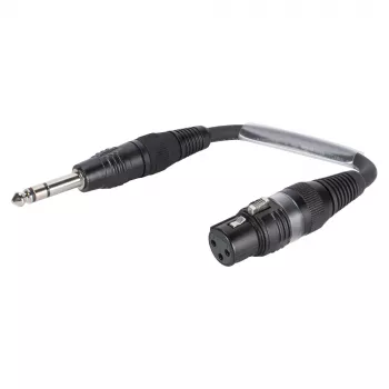 Cabo adaptador Sommer Cable, ficha jack estéreo 6,3 mm macho para conector fêmea XLR 3 pólos, preto, 0,15 m (SGFGU0015-SW)