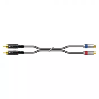 Cabo estéreo RCA Sommer Cable SC-Onyx 2025 MKII, assimétrico, 2 x 1 x 0,25 mm², RCA para RCA, HICON, preto, 5 m (ON8D-0500-SW)