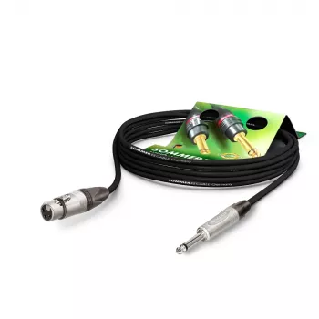 Cabo de microfone Sommer Cable Stage 22 Highflex, 2 x 0,22 mm², conector fêmea XLR de 3 pinos para ficha jack mono de 6,3 mm, NEUTRIK, preto, 2,5 m (SG79-0250-SW)