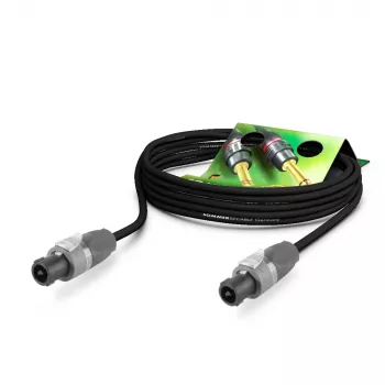Cabo de altifalante Sommer Cable Meridian, 2 x 2,50 mm², speakON de 2 pinos para speakON de 2 pinos, NEUTRIK, preto, 1 m (ME25-225-0100-SW)
