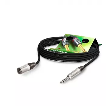Cabo de microfone Sommer Cable Stage 22 Highflex, 2 x 0,22 mm², ficha XLR de 3 pinos para ficha jack estéreo de 6,3 mm, NEUTRIK, preto, 2,5 m (SGN4-0250-SW)
