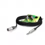Cabo de microfone Sommer Cable Stage 22 Highflex, 2 x 0,22 mm², ficha XLR 3 pólos para ficha jack mono de 6,3 mm, NEUTRIK, preto, 5 m (SG75-0500-SW)