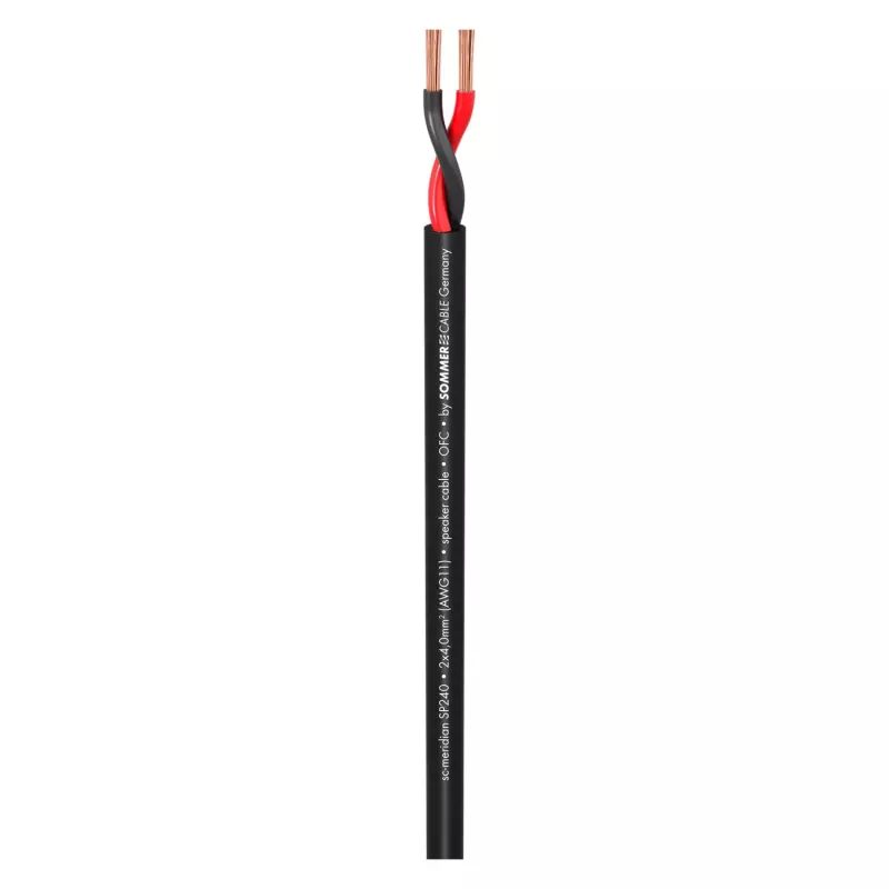 Cabo de coluna Sommer Cable 440-0051 Meridian Mobile SP240 2 x 4,0 mm² - Preto - ao metro