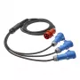 Cabo de distribuição de corrente Sommer Cable Titanex, ficha CEE 16A 5 pólos para 3x conector fêmea CEE 16A 3 pólos, H07RN-F 5 x 2,5 mm², MENNEKES, preto, 5 m (GSH4-525H0500)