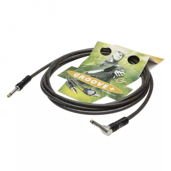 Cabo para instrumentos Sommer Cable SC-Spirit XXL, 1 x 0,75 mm², ficha jack mono de 6,3 mm para ficha jack mono de 6,3 mm 90° (NOISEFREE), HICON, preto-transparente, 3 m (SX3C-0300)