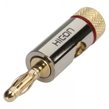 Ficha banana Sommer Cable HICON para colunas com contacto universal de aperto por parafuso, montagem em cabo - vermelha