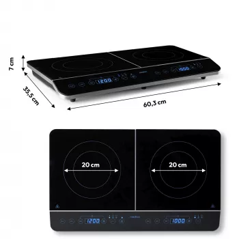 MEDION LIFE placa de indução dupla MD 15324 (preto, 3500 Watt, 2x Ø 20 cm)