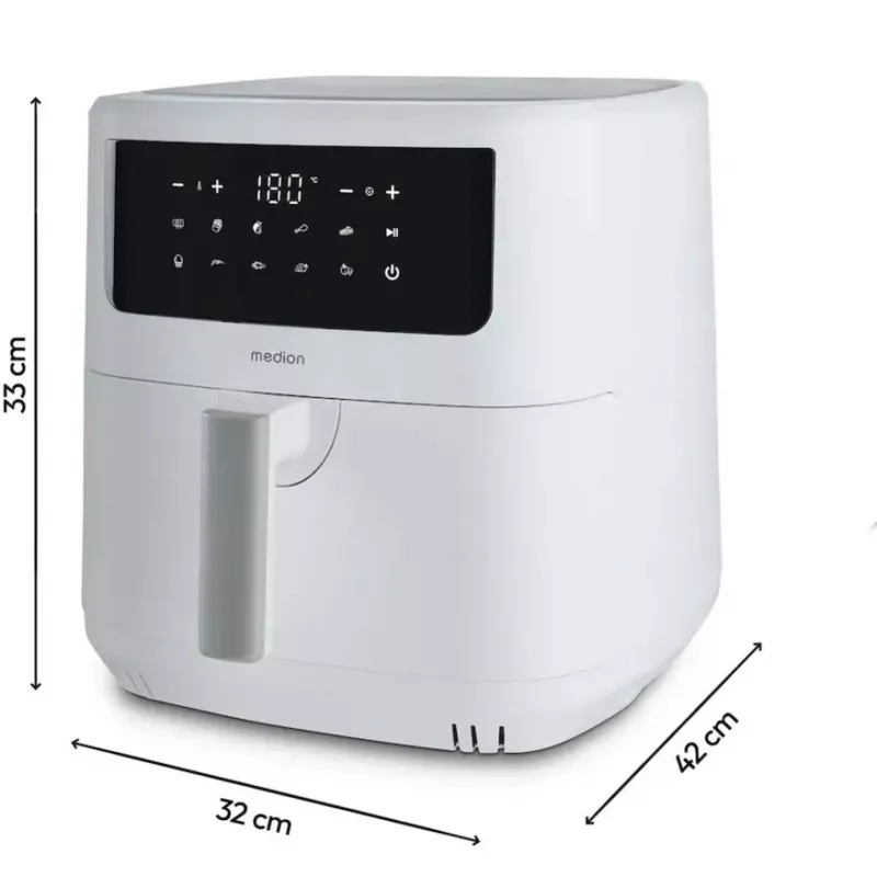 MEDION Air Fryer Life MD 11750 P10 XL (branco mate, 2150 W, cesto de 6,8 L)