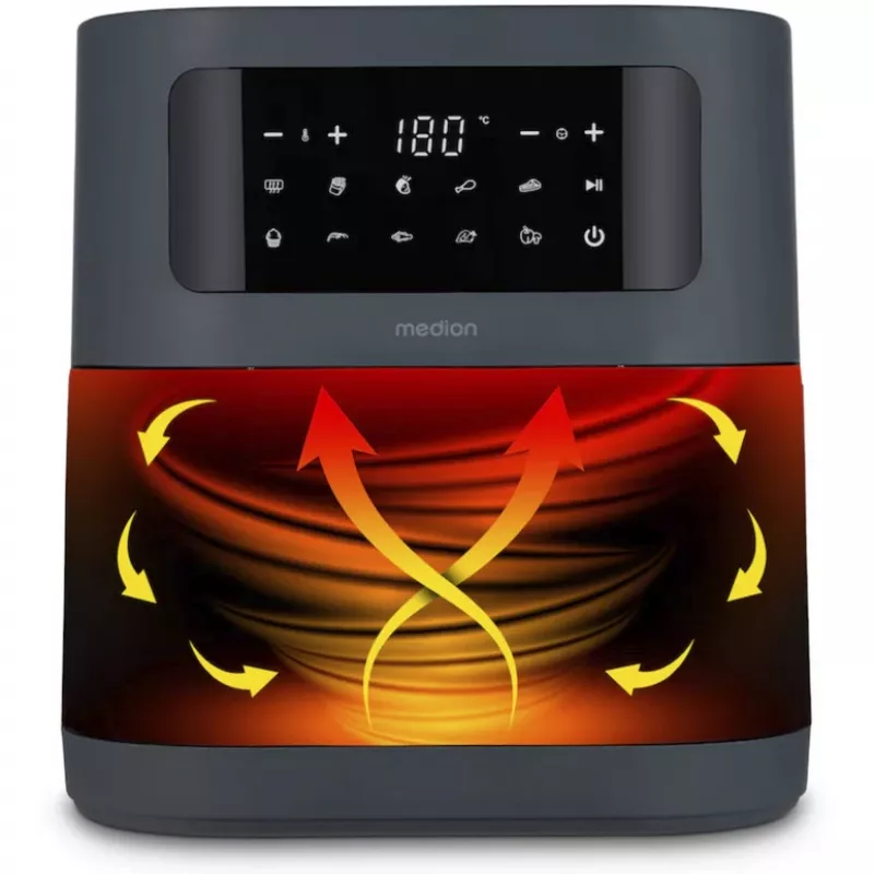 MEDION Life MD 11740 E40 XL fritadeira de ar quente, cinzento, 2150 W, cesto de 5,2 L