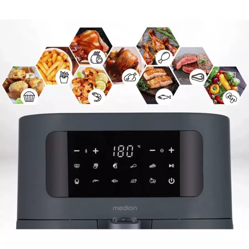 MEDION Life MD 11740 E40 XL fritadeira de ar quente, cinzento, 2150 W, cesto de 5,2 L