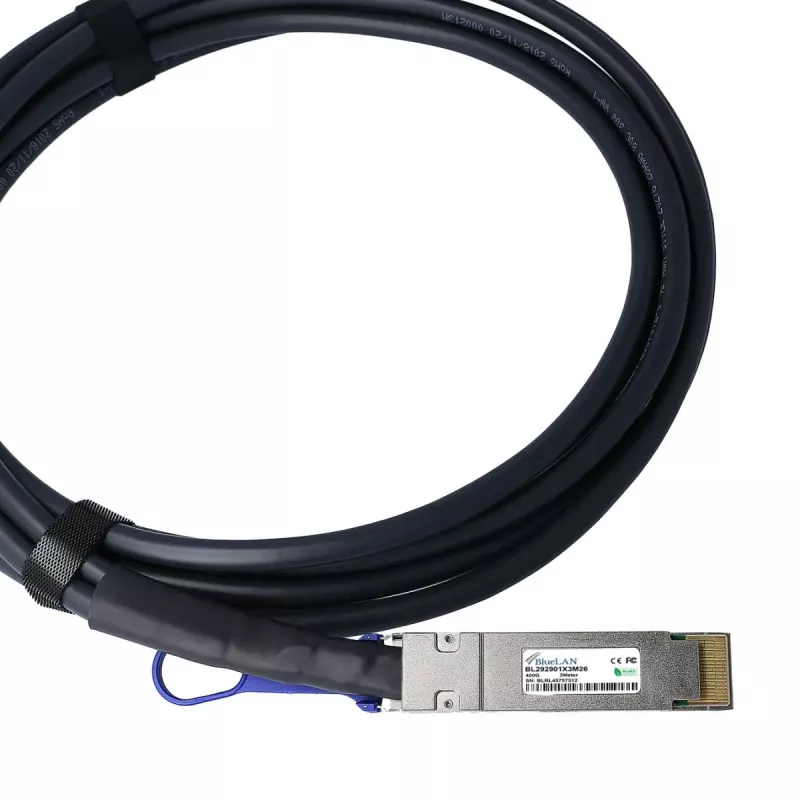 BlueOptics Fortinet FN-CABLE-QSFPDD-DAC-02 Compatível BlueLAN BL292901X2M26 Cabo de Cobre QSFP-DD Direct Attach, 400GBASE-CR4, 26 AWG, 2 metros