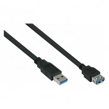 Cabo de extensão USB 3.0 KABELMEISTER, ficha Type-A macho para fêmea, 0,5 m, preto