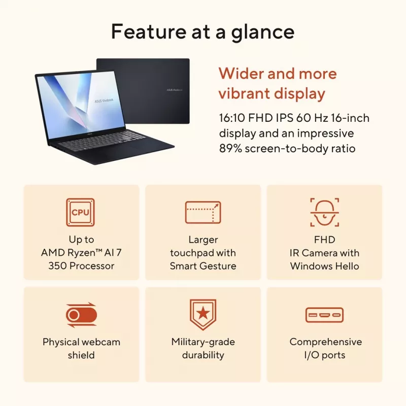ASUS VivoBook 16 M1607KA-MB164W - Ryzen AI 5 330 | 16