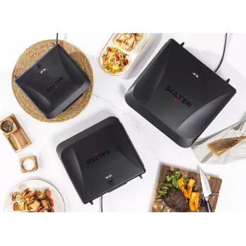 Salter EK6236VDE ActiGrill Everyday Grelhador elétrico, 1000 W, antiaderente, preto/prateado