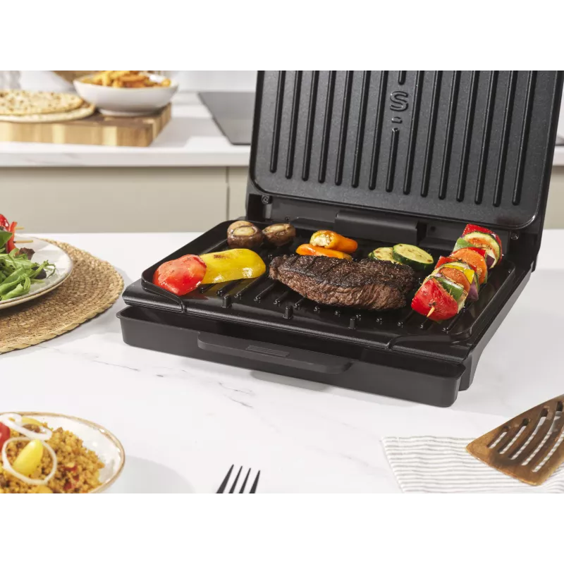 Salter EK6236VDE ActiGrill Everyday Grelhador elétrico, 1000 W, antiaderente, preto/prateado
