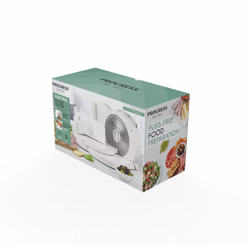 Progress EK3683PFVDE Máquina de cortar fiambre elétrica 150W lâmina de aço inoxidável serrilhada 190mm preto/prateado