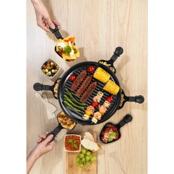 Giles & Posner EK4511GV2VDE Grelhador de raclette de mesa 1200 W 8 pessoas preto/prateado