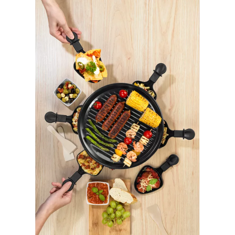 Giles & Posner EK4511GV2VDE Grelhador de raclette de mesa 1200 W 8 pessoas preto/prateado