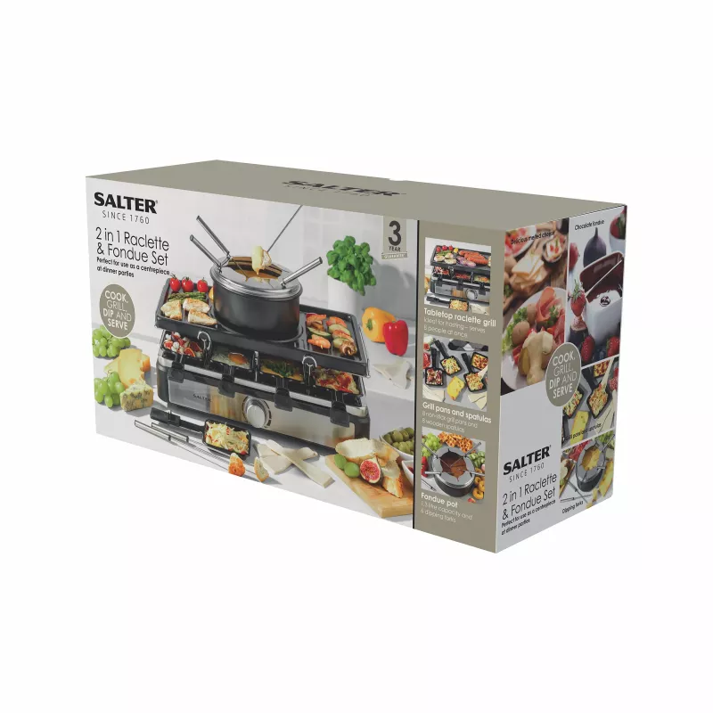 Salter EK4513VDE Conjunto de raclette e fondue 2 em 1