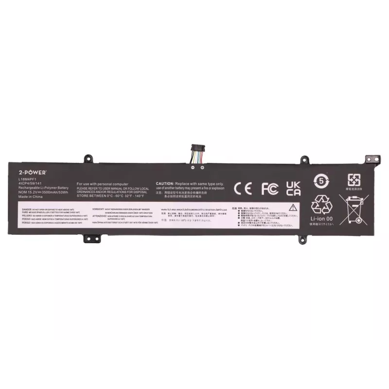 2-Power Bateria principal para Lenovo Yoga C940-15IRH - 69Wh, 4500mAh, 15,36V, 4 células Li-Ion