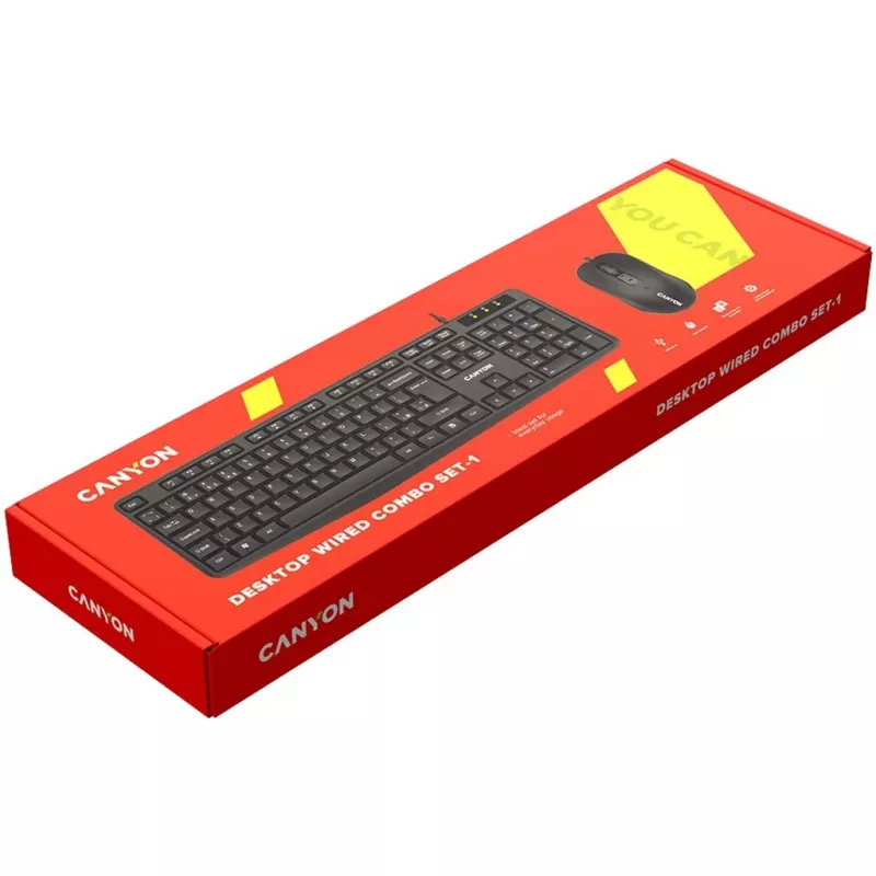 CANYON SET-1 Conjunto de teclado e rato com fio EN Preto